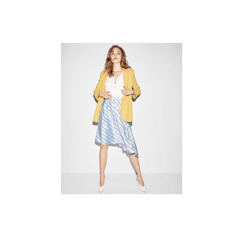 Express Satin Asymmetrical Stripe Midi Skirt M